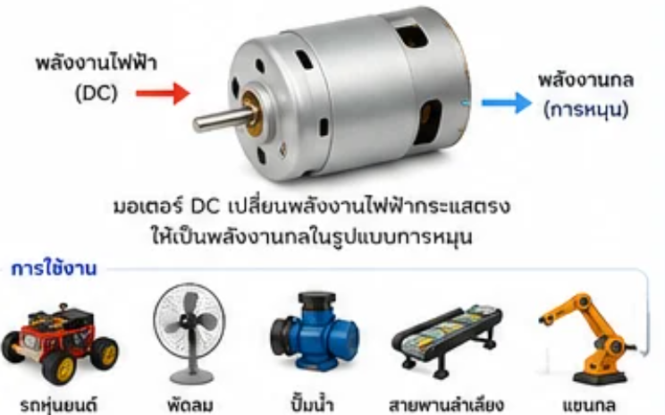 พื้นฐานการควบคุมมอเตอร์ DC สำหรับงานระบบอัตโนมัติและหุ่นยนต์