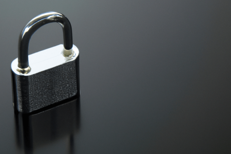 Small silver padlock on a grey gradient background