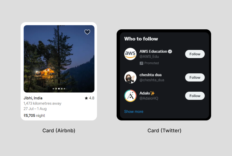 Image showing card design by Airbnb and Twitter
