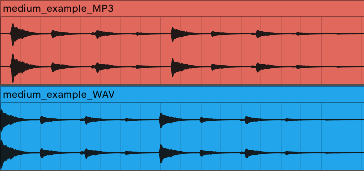 MP3 / WAV export comparison