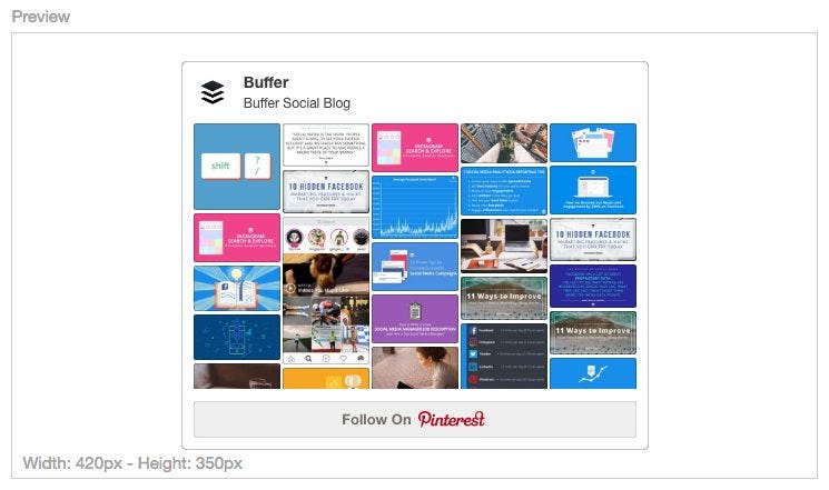 Pinterest Board Widget Preview