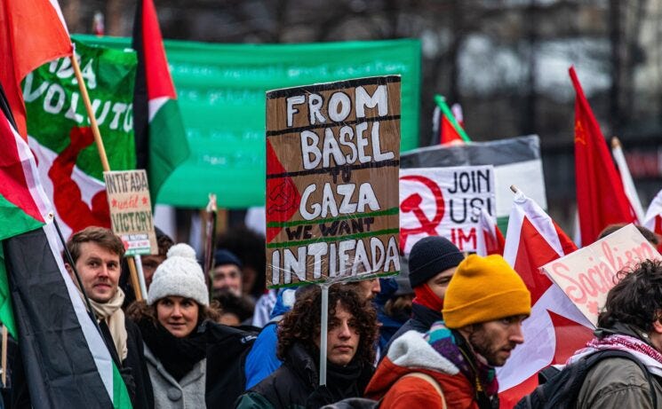 Propalästinensische Kundgebung in Basel am 13. Januar 2024. Foto IMAGO / dieBildmanufaktur