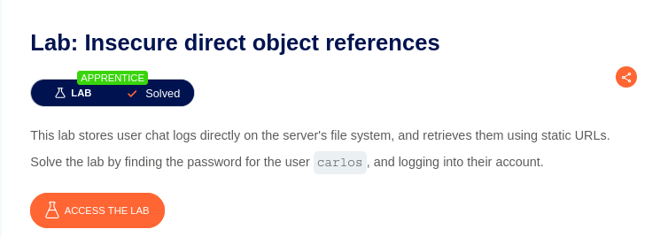Lab: Insecure direct object reference