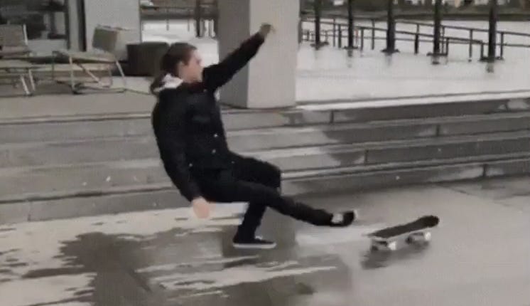 Skateboarder falling