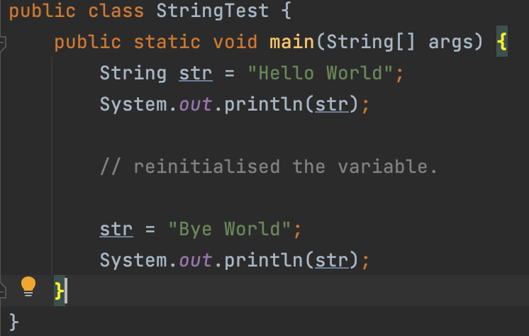 Code For String Reinitialisaition