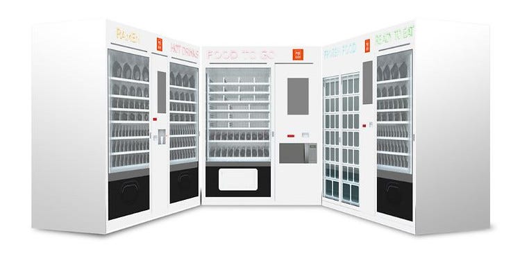 vending machine convenience store for snacks drinks fresh vegetables fruits meals seafood frozen meats…