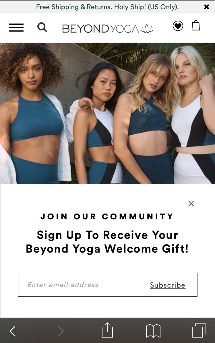 Mobile Popup example from Beyond Yoga
