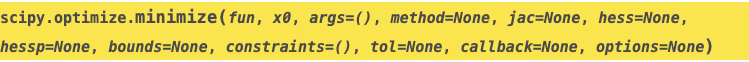 The documentation for scipy.optimize.minimize