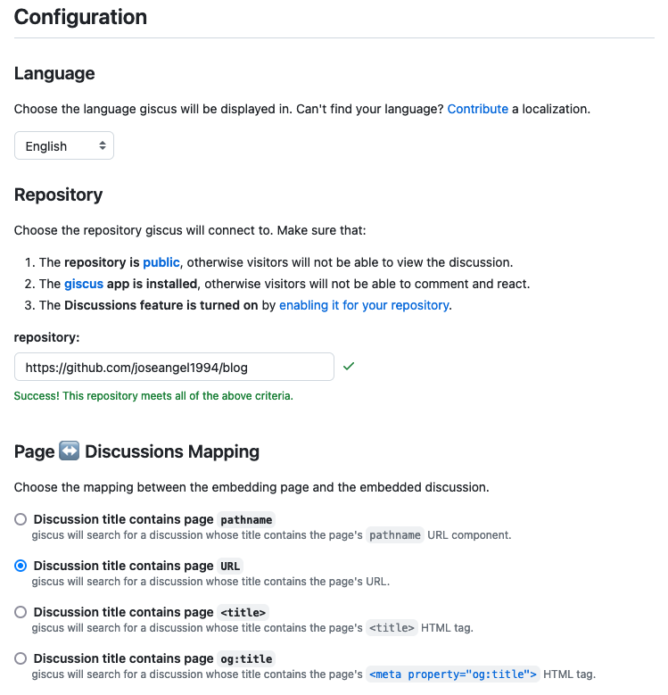 Giscus configuration