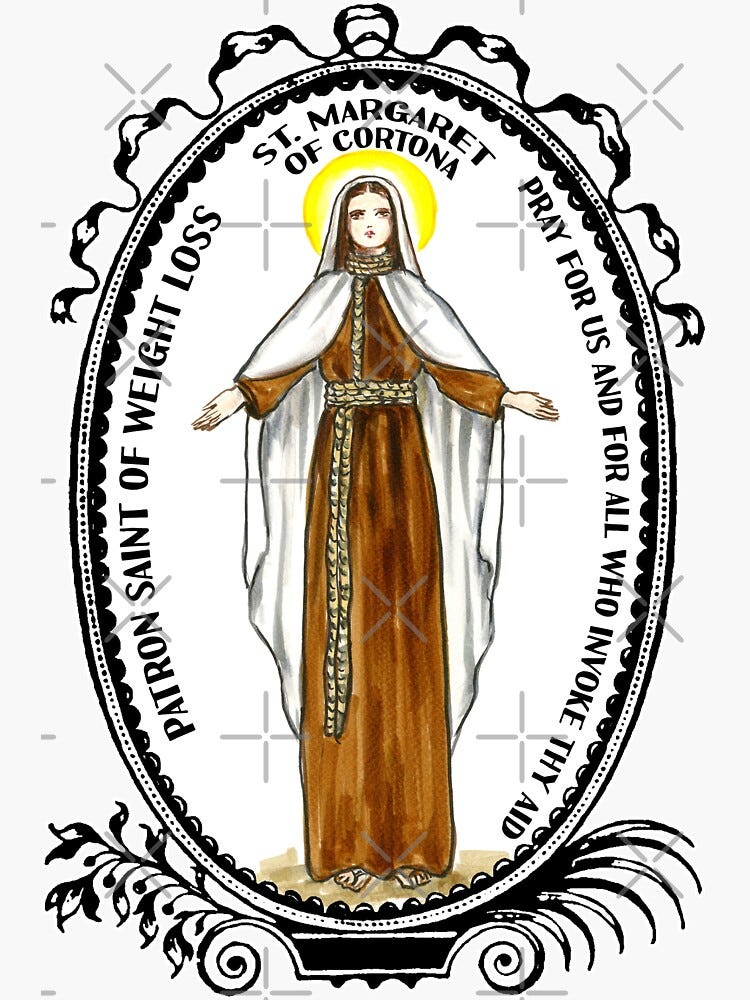 "Saint Margaret of Cortona Patron Of Weight Loss" Sticker by myaltar