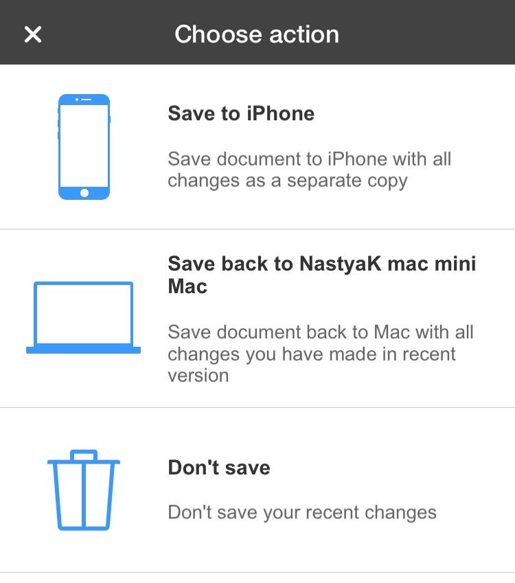 Save back to Mac