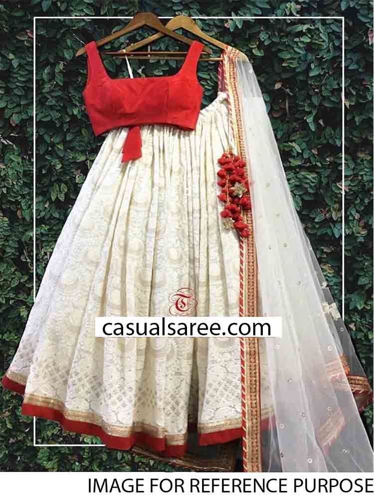 White Georgette Embroidery Lehenga Choli