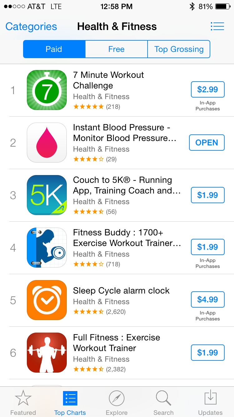 health & fitness apps in the app store