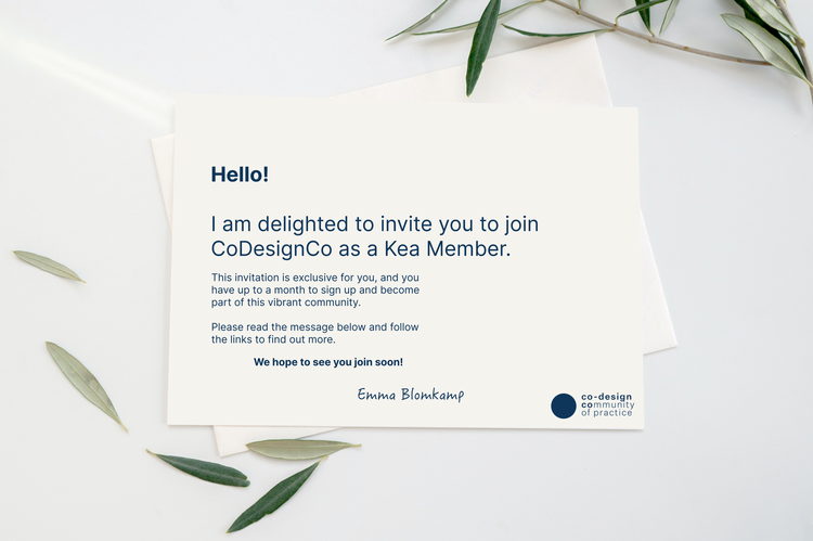 Invitation on paper to join CoDesignCo