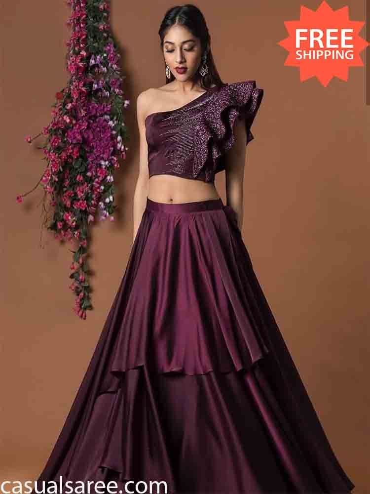 Wedding Reception Wine Satin Taffeta Crop top