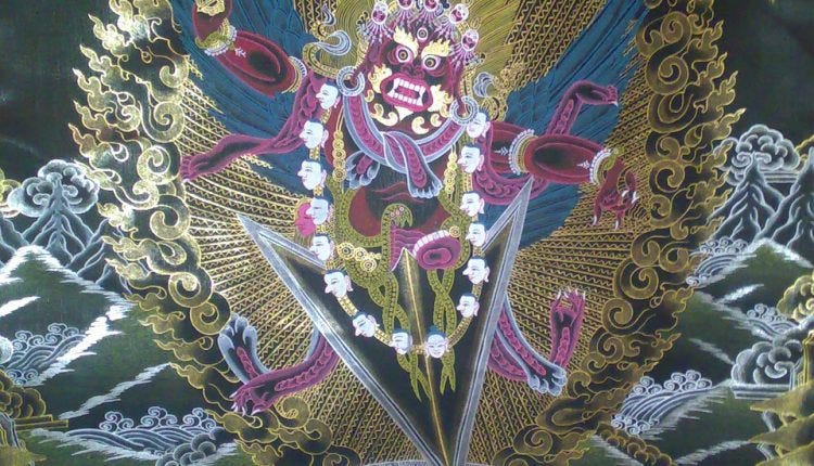 The wrathful deity of a Dharmapala