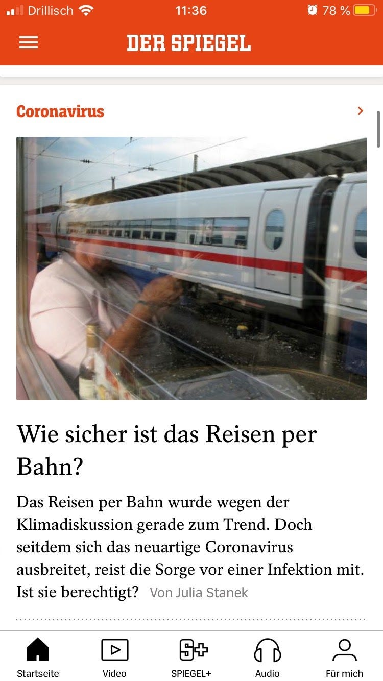 Spiegel Online App mit Labels unter den Icons.
