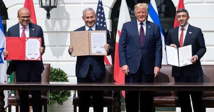 Leaders sign the Abraham Accords at the White House.