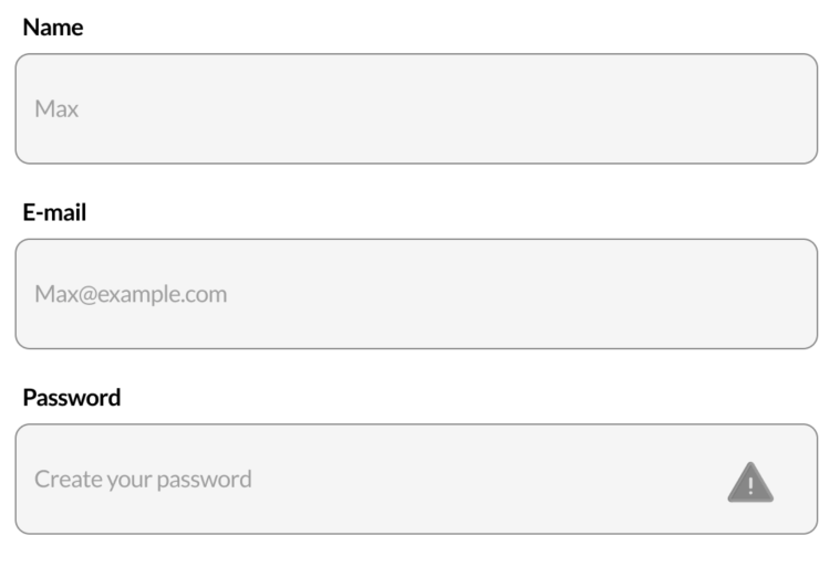 An example of a small form with 3 fields, all in black and white.