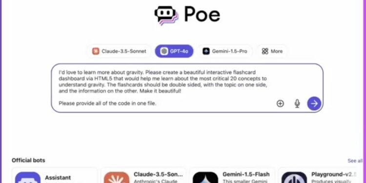 Poe launches new Previews feature to generate and interact with web applications directly in the…