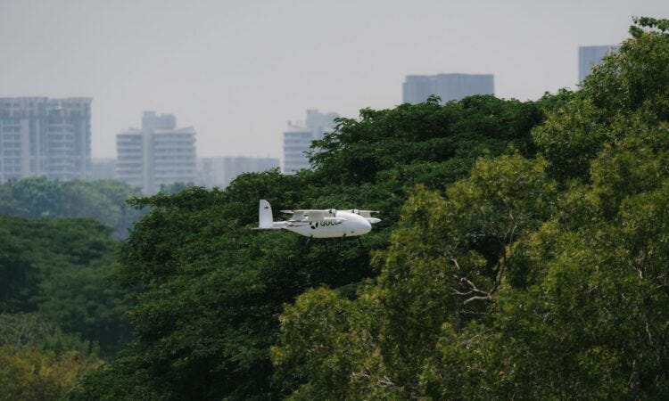 ADLC flies BVLOS cargo drone mission between Singapore petroleum termi ADLC flies BVLOS cargo drone mission between Singapore petroleum termi