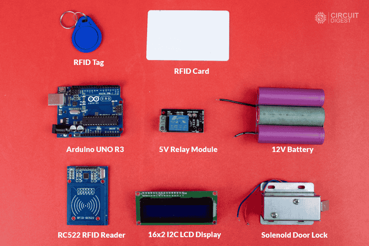 Components Required to make RFID Door Lock System Using Arduino