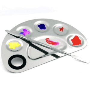 makeup palette and spatula in makeup tools