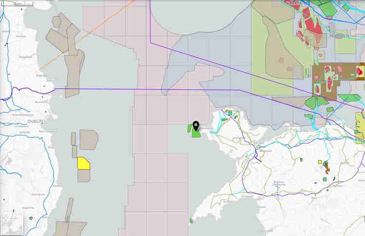 an extract from the Mapstand platform showing location of the Morlais marine licence and other nearby energy infrastructure