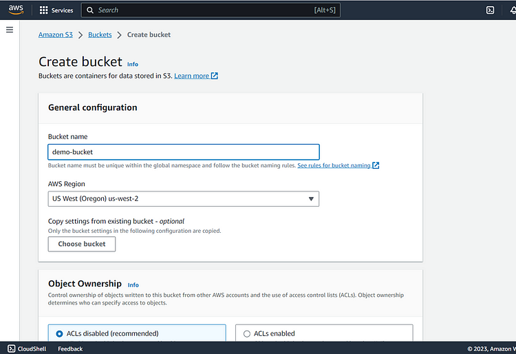 Create S3 bucket