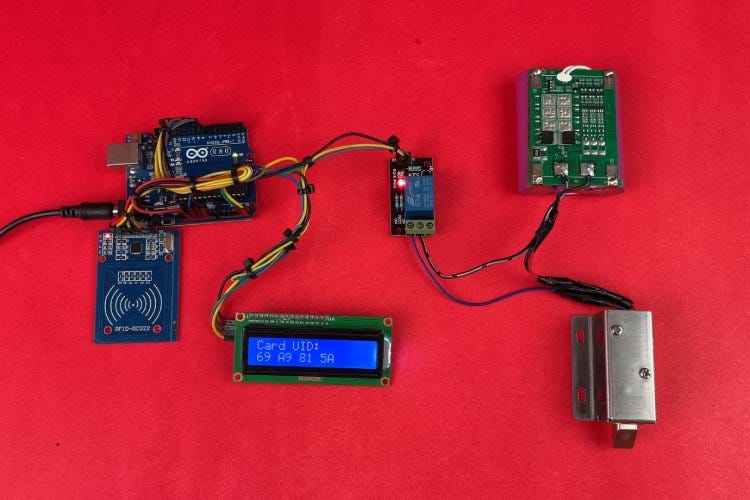 Complete Hardware Setup of RFID Door Lock System using Arduino