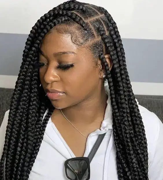 Knotless Braids With Braided Crown: