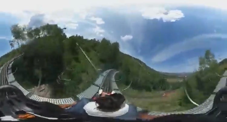 A screenshot of a 360 roller coaster 