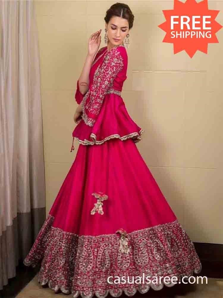 Wedding Reception Kriti Sanon Pink Georgette lehenga