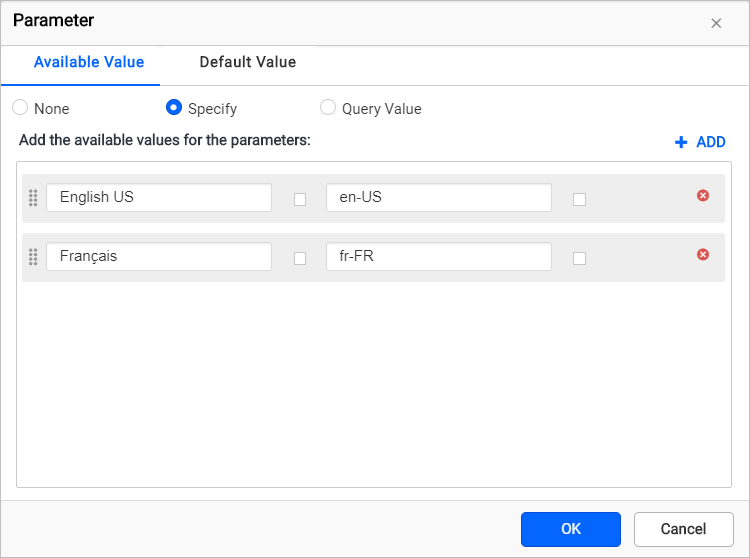 Adding Report parameter values in Standalone Report Designer.