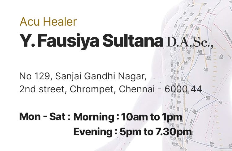 4G Fausiya Sultana, 4G Acupuncture Clinic in chrompet near railway station