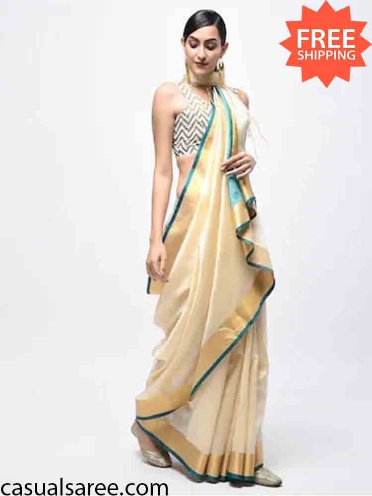 Tusser Silk Intricate Plain Saree