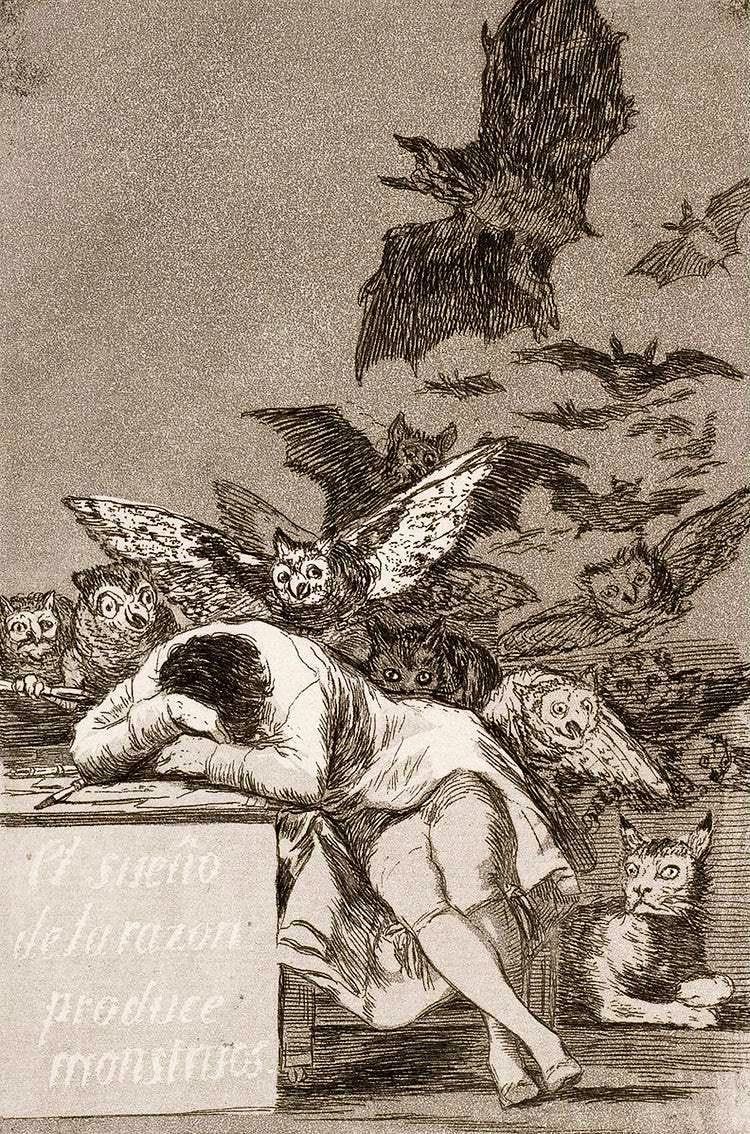 “The Sleep Of Reason Produces Monsters”, 1799 Francisco Goya
