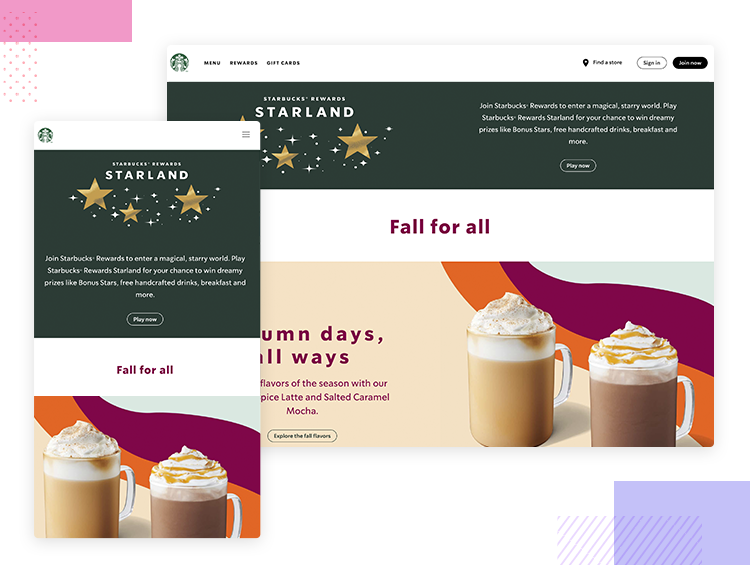 Resonsive website examples — Starbucks