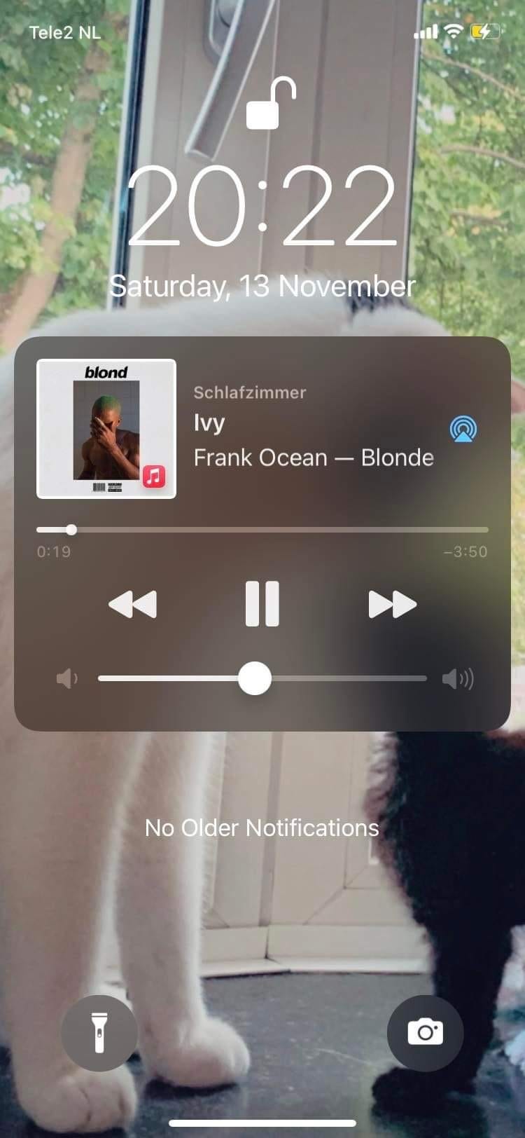 Screenshot of iOS showing now playing: Ivy by Frank Ocean