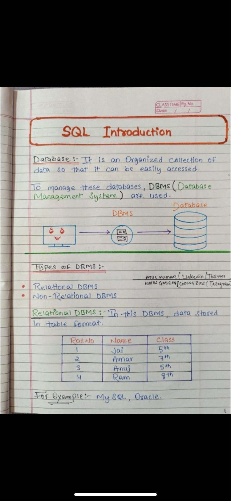 Please find some useful notes for SQL.
