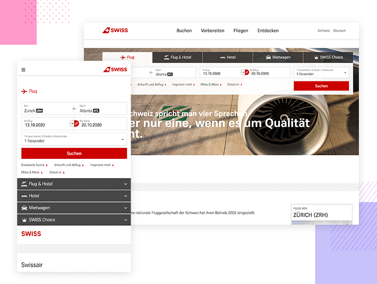 Swiss Air — Responsive website examples — Justinmind