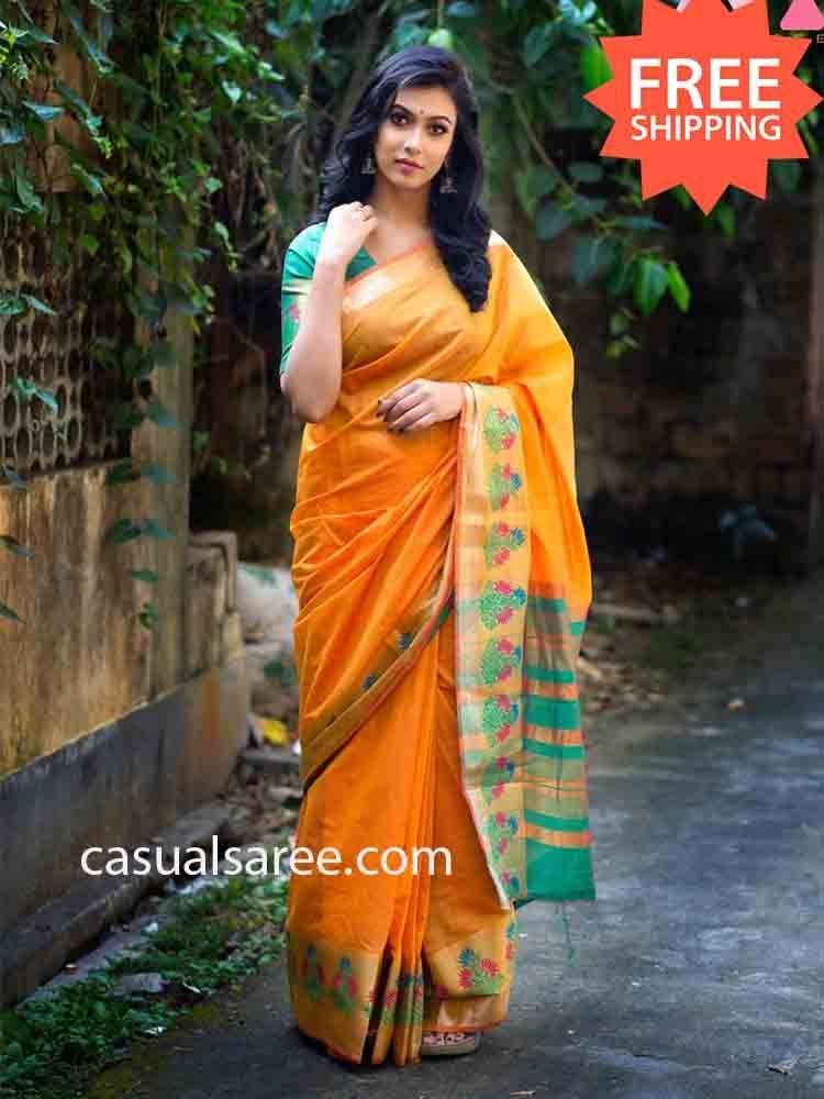 lovey heavy cotton silk saree