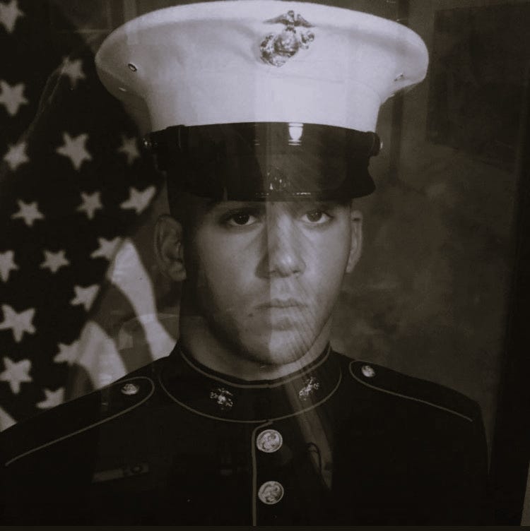 Michael as a young Marine in dress uniform