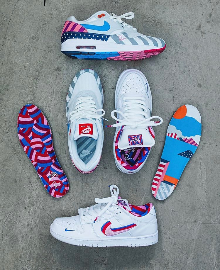 différentes paires de Nike en collaboration avec l’artiste Parra. ©byjifi