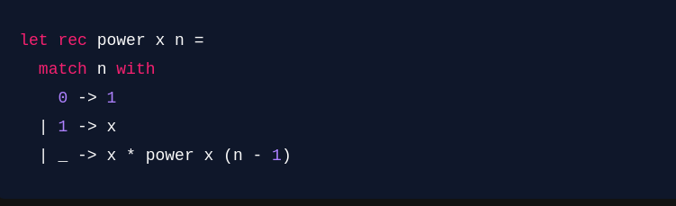 Figure 1: OCaml pattern matching in use