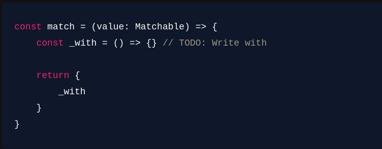 Figure 7: More of the match function written