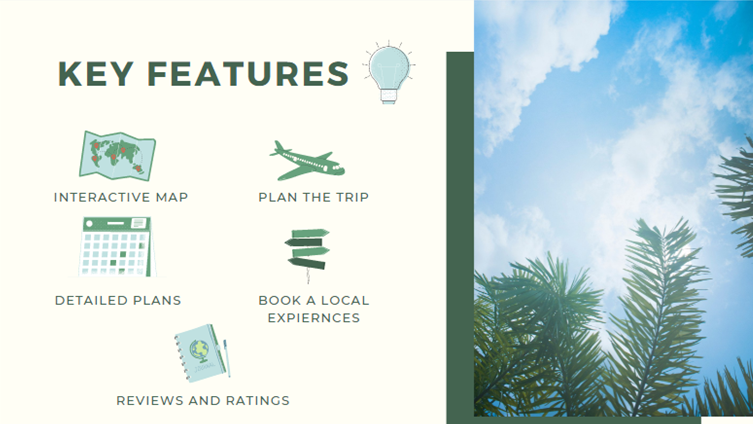 Our key features were detailed plans, interactive map, reviews, local expiry and trip planning.