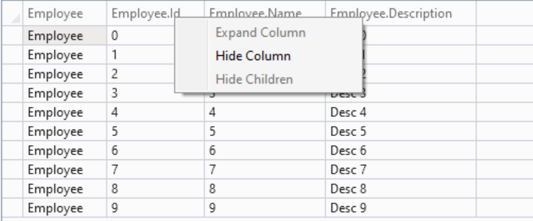 Perform Expand,Hide — Column/Children from this data