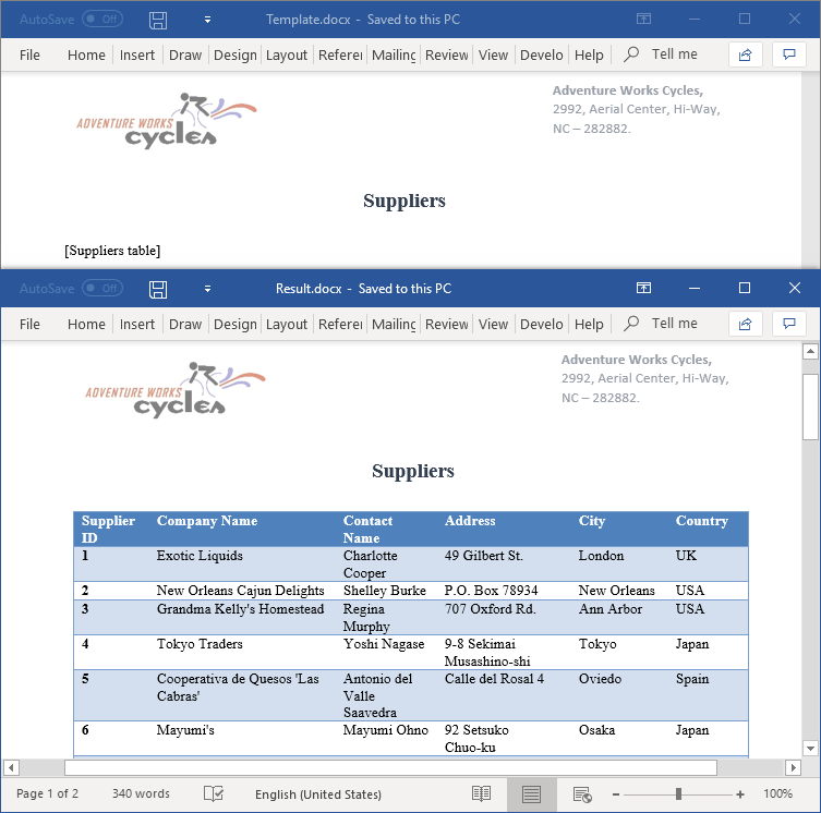 Find text and replace it with a desired table