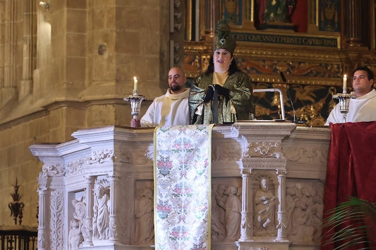 A woman performing a chant